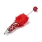 Iron Beadable Pen, Ball-Point Pen, with Polymer Clay Rhinestone & Plush Pompom, for DIY Personalized Pen with Jewelry Beads, Hyacinth, 155x26mm