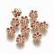 Brass Enamel Beads, Long-Lasting Plated, Flower, Real 18K Gold Plated, Red, 7x3.3mm, Hole: 1.6mm
