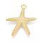 Alloy Pendants, Starfish, Golden, 26.5x22x2.5mm, Hole: 1.8mm