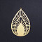 201 Stainless Steel Big Filigree Pendants, Textured, Teardrop, Golden, 52x35x1mm, Hole: 1.6mm