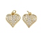 Brass Micro Pave Cubic Zirconia Pendants, Heart Charms, with Jump Ring, Real 16K Gold Plated, 15x14x3mm, Hole: 3.2mm