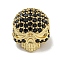 Brass Micro Pave Black Cubic Zirconia Beads, Cadmium Free & Nickel Free & Lead Free, Skull, Real 18K Gold Plated, 10x11x10mm, Hole: 1.5mm