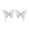 Brass with Enamel with Cubic Zirconia with Crystal Stud Earring with 925 Sterling Silver Pins, Cadmium Free & Nickel Free & Lead Free, Butterfly, 925 Sterling Silver Plated, 24x21mm, Pin: 0.5mm