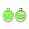 Alloy Enamel Pendants, Cadmium Free & Lead Free, Flat Round with Constellation, Light Gold, Pale Green, Capricorn, 15x12x2mm, Hole: 1.5mm