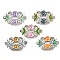 Brass Crystal Rhinestone Flower Multi-Strands Links, Enamel Style, Cadmium Free & Lead Free, Rack Plating, Platinum, Mixed Color, 17x27x5mm, Hole: 2mm