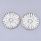 Polyester Woven Big Pendant Decorations, with Iron Findings, Flat Round, Light Gold, White, 52x1.5mm