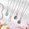 4Pcs 4 Styles Natural Labradorite & Amazonite & Rose Quartz & Amethyst Teardrop Pendant Necklaces, 304 Stainless Steel Cable Chain Necklaces for Women, Stainless Steel Color, 16.02 inch(40.7cm), 1pc/style