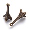 CCB Plastic Pendants, Eiffel Tower, Antique Bronze, 30x12x12mm, Hole: 1.5mm