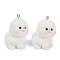 Flocky Resin Pendants, Dog, with Platinum Iron Loop, White, 33.5x28x25mm, Hole: 2mm