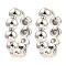 Brass Beaded Hoop Earrings, Ring, Platinum, 18x20x4.5mm