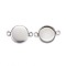 Tarnish Resistant 304 Stainless Steel Cabochon Connector Settings, Plain Edge Bezel Cups, Flat Round, Stainless Steel Color, Tray: 10mm, 17.5x12x2mm, Hole: 2mm