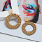 Alloy Rattan Woven Dangle Stud Earrings, Golden, BurlyWood, Ring, 65mm