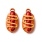 Baking Paint Alloy Pendants, Hot Dog, Coral, 15.5x7.5x5.5mm, Hole: 1.2mm