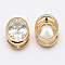 Brass Micro Pave Grade AAA Cubic Zirconia Pendants, Multi-strand Links, Oval, Lead Free & Nickel Free & Cadmium Free, Real 18K Gold Plated, 8x7x4mm, Hole: 2~3x1mm