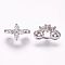 Brass Micro Pave Cubic Zirconia Links, Flower, Platinum, 12x8x7mm, Hole: 0.5mm