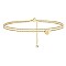Heart Brass with Crystal Rhinestone Anklets, Golden, Letter E, 9-1/8 inch(230mm)