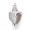 Brass Micro Pave Clear Cubic Zirconia Pendants, Cadmium Free & Lead Free, Conch, with Jump Ring, Platinum, 21x13x8mm, Hole: 3.5mm
