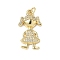 Brass Micro Pave Cubic Zirconia Pendants, Cadmium Free & Lead Free, Girl, with Jump Ring, Real 18K Gold Plated, 23.5x13.5x3.5mm, Hole: 3mm
