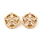 Brass Micro Pave Clear Cubic Zirconia Beads, Cadmium Free & Nickel Free & Lead Free, Flat Round with Flower, Real 18K Gold Plated, 13x6mm, Hole: 1.6mm