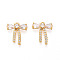 Brass Micro Pave Cubic Zirconia Charms, Bowknot, Real 18K Gold Plated, 14x12.5x4mm, Hole: 1mm