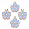 Alloy Enamel Pendants, Sakura Flower, Light Gold, Light Sky Blue, 20.5x17.5x1.5mm, Hole: 2mm