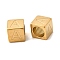 304 Stainless Steel European Beads, Large Hole Beads, Cube with Letter, Golden, Letter A, 7x7x7mm, Hole: 5.5mm