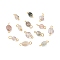 Natural Green Lodolite Quartz/Garden Quartz Links Connectors, with Golden Iron Findings, Nuggets, 14~18x5~8x4~6mm, Hole: 1.5mm & 2~3mm