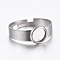 Tarnish Resistant Adjustable 304 Stainless Steel Finger Rings Components, Pad Ring Base Findings, Flat Round, Stainless Steel Color, Size 7, 17~18mm, Inner Size: 6mm