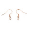 Iron Earring Hooks, Ear Wire, with Horizontal Loop, Cadmium Free & Lead Free, Rose Gold, 17~19x0.8mm, Hole: 2mm, 22 Gauge, Pin: 0.6mm