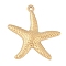 Ion Plating(IP) 304 Stainless Steel Pendants, Starfish Charm, Golden, 22x20.5x1.5mm, Hole: 1mm