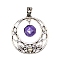 Natural Amethyst Faceted Hexagon Pendants, Metal Hollow Viking Knot Charms, 44x40mm