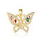 Brass Micro Pave Cubic Zirconia Pendants, Cadmium Free & Nickel Free & Lead Free, Butterfly Charms, Real 18K Gold Plated, 29x21x3.3mm