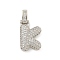 Brass Micro Pave Clear Cubic Zirconia Pendants, Cadmium Free & Nickel Free & Lead Free, Platinum, Letter K, 31x16x5mm, Hole: 3x6mm