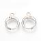 Brass Huggie Hoop Earring Findings, with Loop, Cadmium Free & Nickel Free & Lead Free, Platinum, 15x11.5x2mm, Hole: 2mm, Pin: 1mm