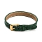 Leather Textured Bracelet Straps Slide Wristbands for Slide Charms, with Ion Plating(IP) Golden 304 Stainless Steel Buckles, Dark Green, 23.2x1~1.25x0.5cm