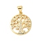 Brass Micro Pave Cubic Zirconia Pendants, Cadmium Free & Lead Free, Round with Tree, Real 18K Gold Plated, 19x17x2.5mm, Hole: 3.5x5.5mm