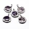 Flat Round with Dragon Platinum Plated Brass Natural Amethyst Pendants, Cadmium Free & Lead Free, 26.5x24x9mm, Hole: 7x4mm