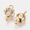 Brass Rhinestone Links connectors, Flower, Golden, 14x9x5mm, Hole: 2mm