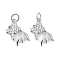 Brass Micro Pave Cubic Zirconia Pendants, with Jump Rings, Long-Lasting Plated, Cadmium Free & Lead Free, Fish, Platinum, 16x9x2.5mm, Hole: 3.6mm