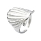 304 Stainless Steel Cuff Rings , Shell, Stainless Steel Color, Adjustable, 2.5mm