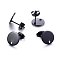 304 Stainless Steel Stud Earring Findings, with Loop and Flat Plate, Ear Nuts/Earring Backs, Flat Round, Electrophoresis Black, 10x1mm, Hole: 1.2mm, Pin: 0.8mm
