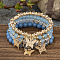 Boho Style Wood Beaded Stretch Bracelet Sets for Women, with Acrylic and Alloy Finding , Light Sky Blue, No Size 