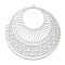 Non-Tarnish 304 Stainless Steel Filigree Pendants, Etched Metal Embellishments, Flat Round Charm, Stainless Steel Color, 49x47.5x0.2mm, Hole: 1.4mm