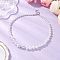 Glass & Plastic Imitation Pearl Round Graduated Beaded Necklaces, with 201 Stainless Steel Oval Links, Stainless Steel Color, White, 17.68 inch(44.9cm)