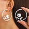 Alloy Stud Earrings, Platinum, Ring, 50mm