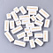 Opaque Acrylic Beads, with Enamel, Rectangle with Words, White, Gold, 12~24x9~10x6mm, Hole: 3mm, about 210pcs/250g
