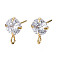 Brass Micro Clear Cubic Zirconia Stud Earring Findings, with Loop, Nickel Free, Real 18K Gold Plated, 12x8mm, Hole: 2mm, Pin: 0.7mm