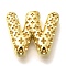 Brass Pendants, Hollow Letter Charms, Rack Plating, Long-Lasting Plated, Cadmium Free & Lead Free, Letter W, 22x25.5x7.5mm, Hole: 5x2.7mm