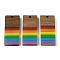 Pride Rainbow Theme Resin & Walnut Wood Pendants, Rectangle, Colorful, 38x15.5x3.5mm, Hole: 2mm