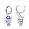 (Jewelry Parties Factory Sale)Brass Cubic Zirconia Hoop Earrings, Dangle Earrings, Girl, Platinum, Blue, 33mm, Pendant: 18x12x3mm, Pin: 1mm